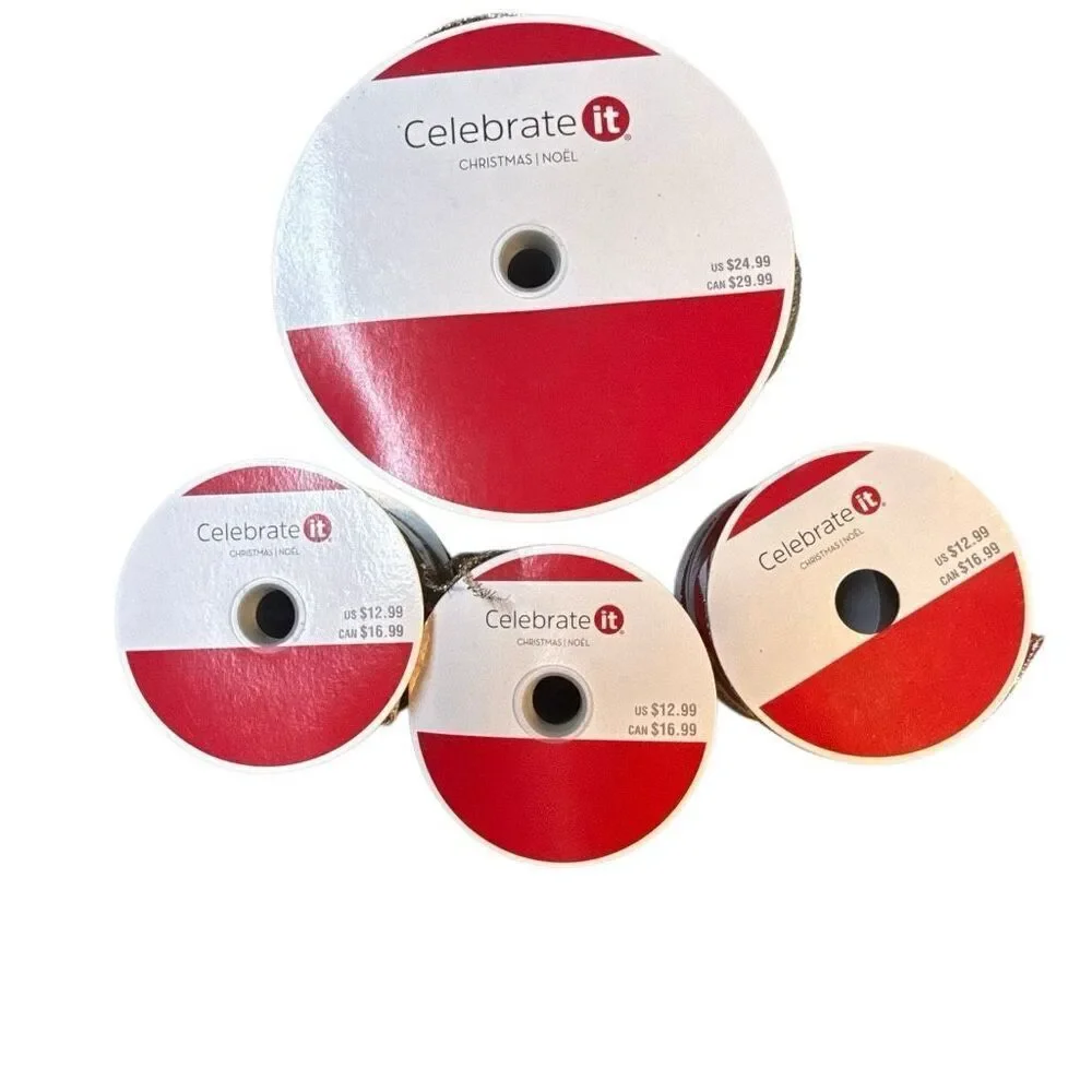 Celebrate It Metallic Wired Assorted Ribbon Spool Lot of 4 NWT